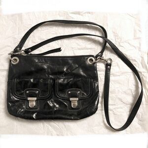 Coach 18996 Poppy Hippie Black Leather Shoulder Bag cross body convertible